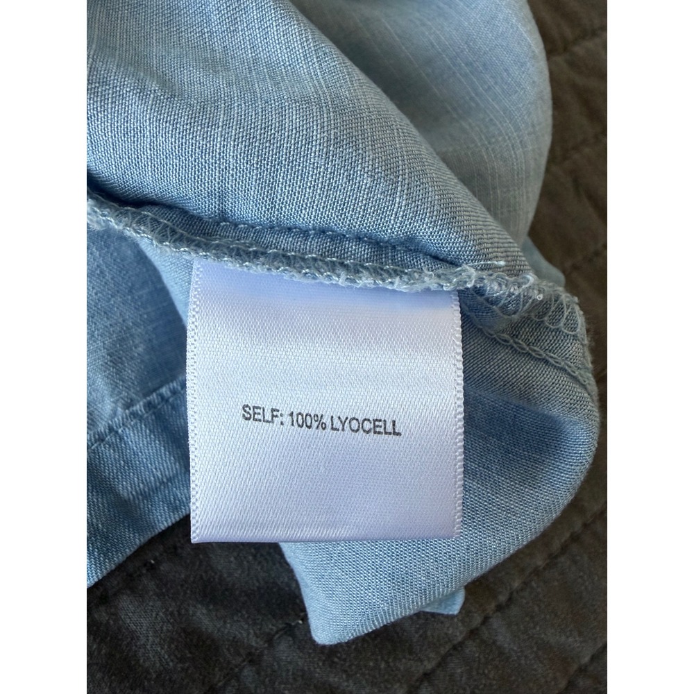 Jane + Delancey Blue Star Embroidered Lyocell Short Sleeve Button Down Shirt L - Picture 4 of 8